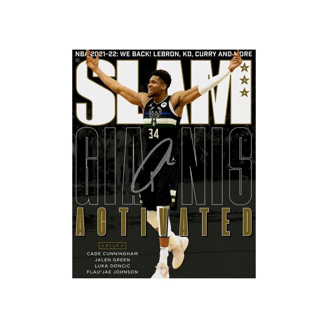 Giannis Antetokounmpo Milwaukee Bucks printed signature-style 8x10 photo art reprint, product image 2 of 3; not hand-autographed