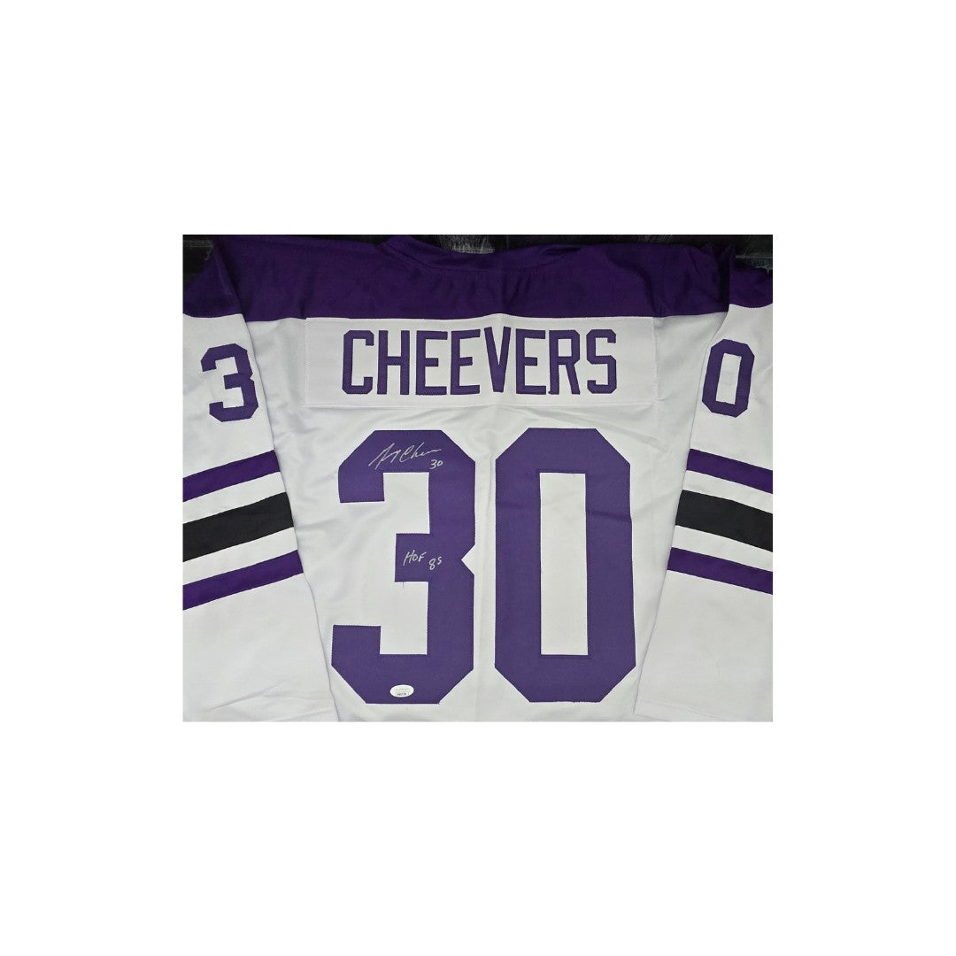 Gerry Cheevers Cleveland Crusaders Autographed & Ins Custom Hockey Jersey coa