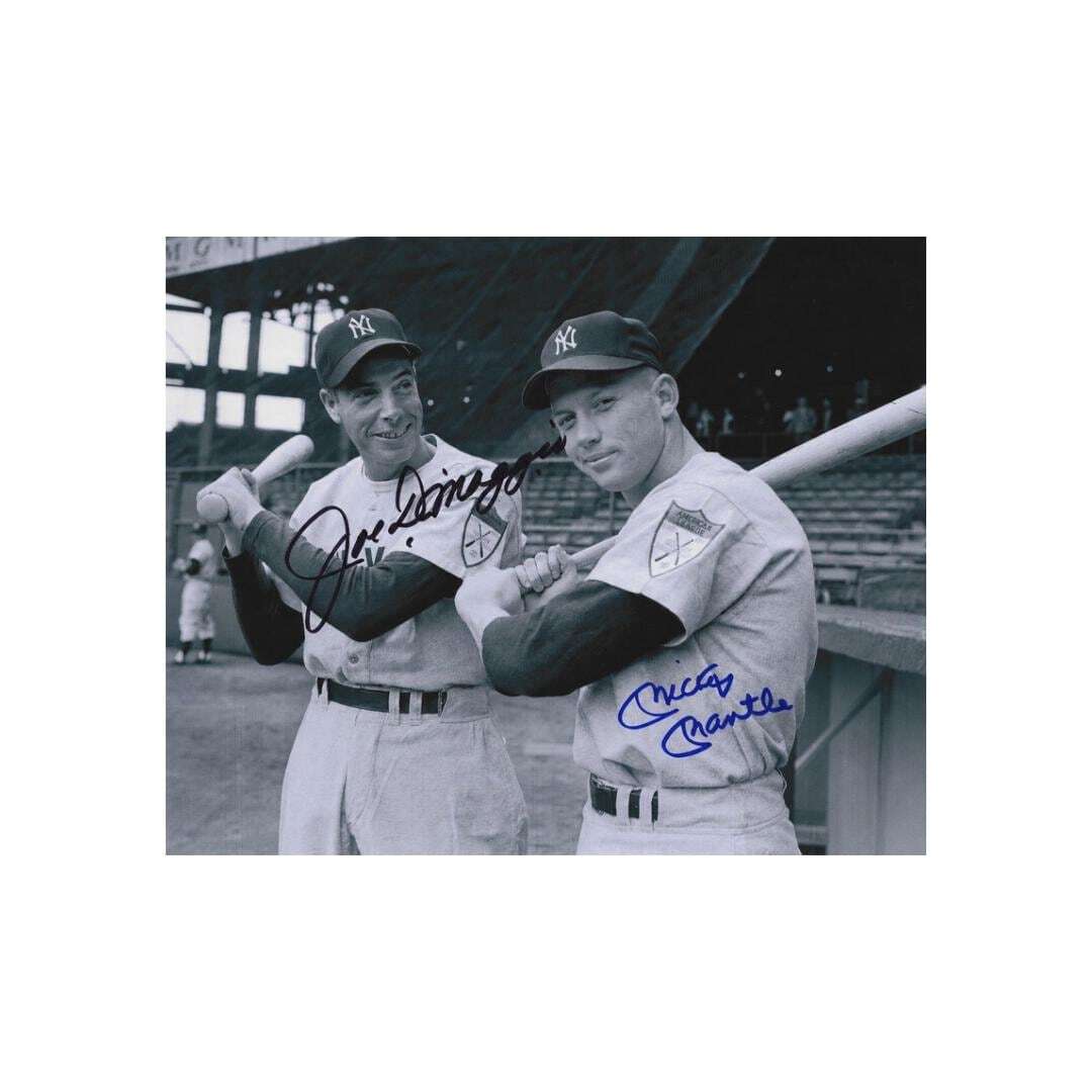 Joe DiMaggio And Mickey Mantle New York Yankees Signed Photo Print Autograph Wall Art