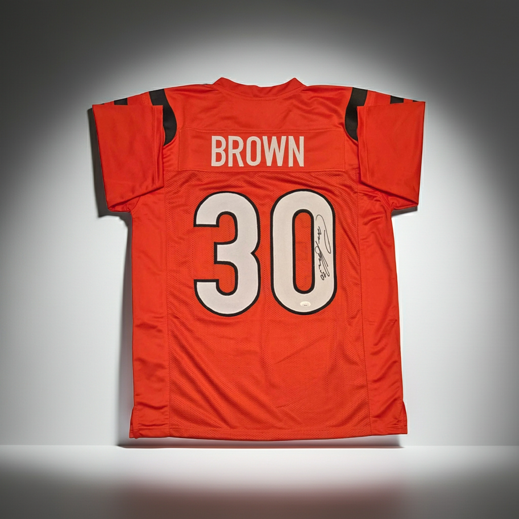 Chase Brown Cincinnati Bengals Autographed Football Jersey With JSA Coa