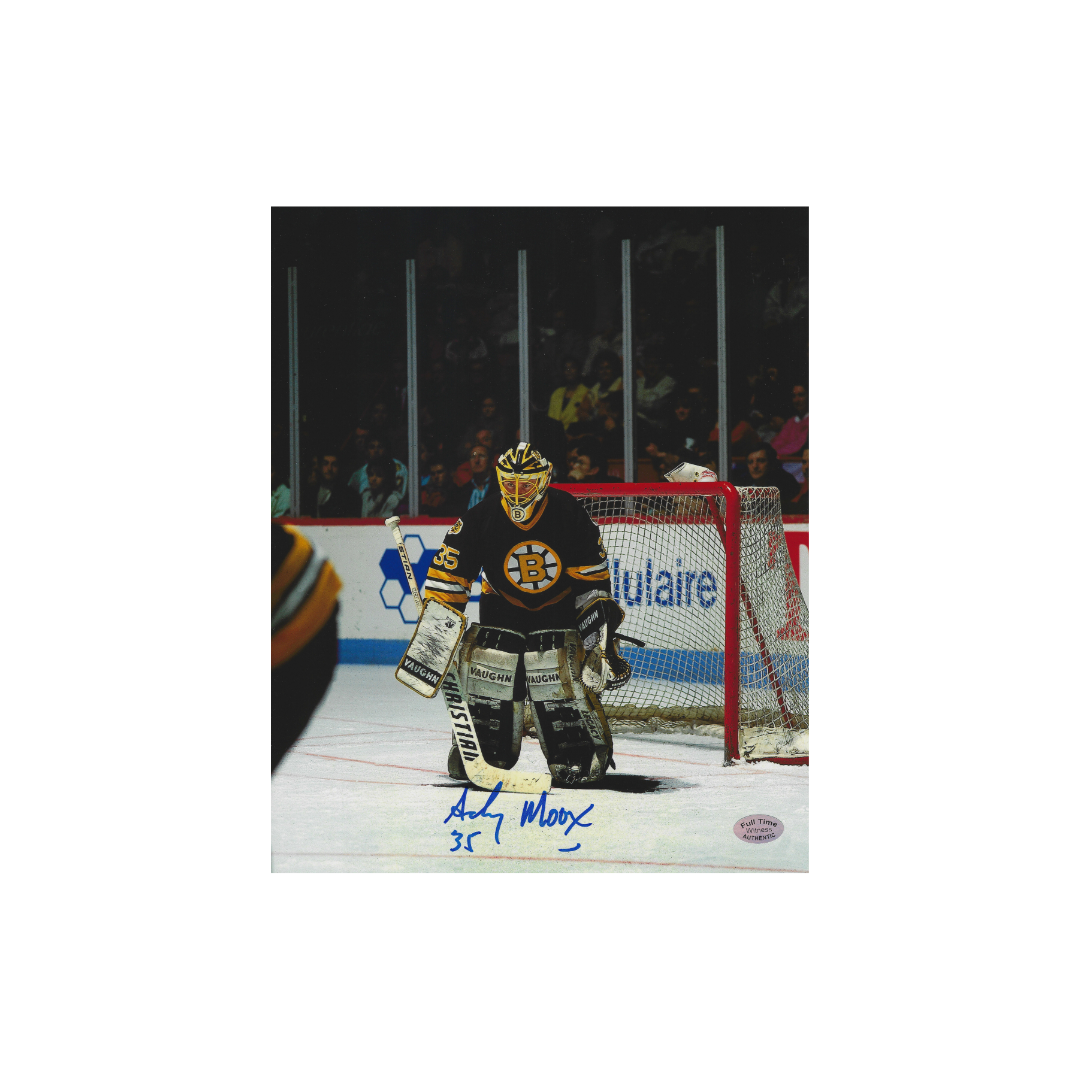 Andy Moog Boston Bruins autographed 8x10 hockey photo with Full Time Authentics FTA hologram - Fan Freaks