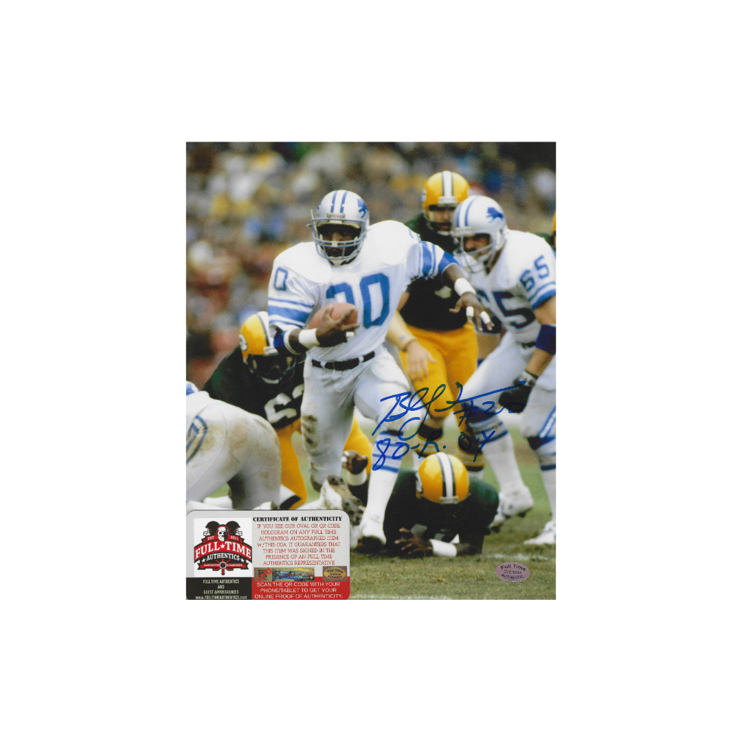 Billy Sims Detroit Lions Autographed & Inscribed 8x10 Photo With COA - Fan Freaks