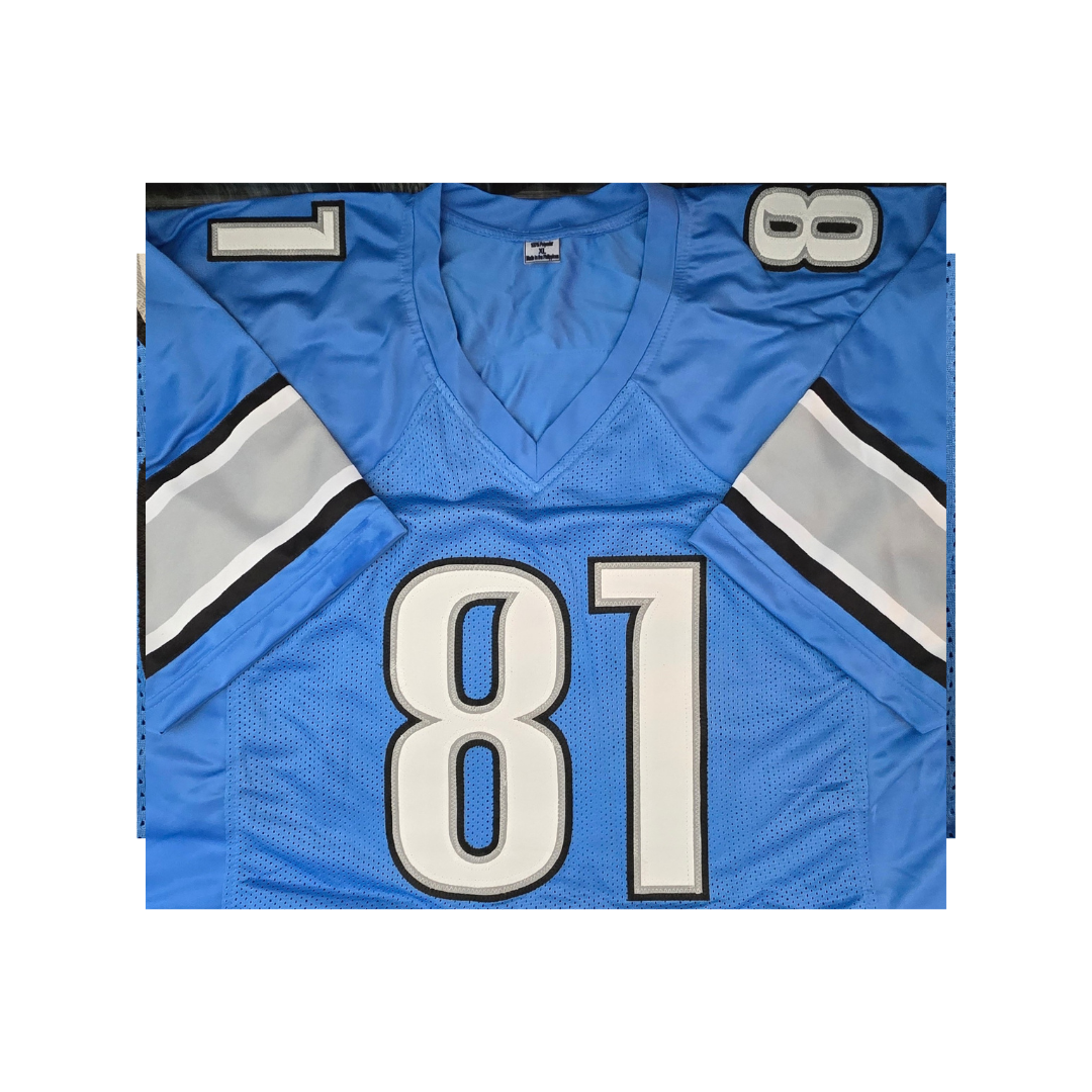 Calvin Johnson Detroit Lions Autographed Custom Football Jersey With COA - Fan Freaks