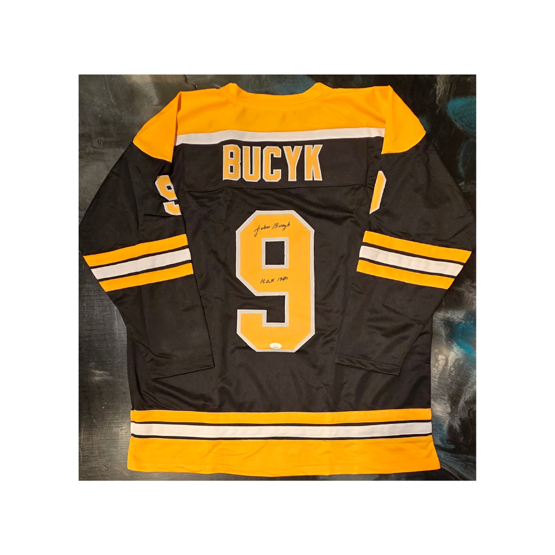 Johnny Bucyk Boston Bruins Autographed & Ins Custom Hockey Jersey COA - Fan Freaks