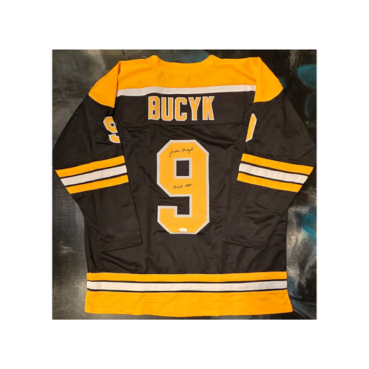 Johnny Bucyk Boston Bruins Autographed & Ins Custom Hockey Jersey COA - Fan Freaks
