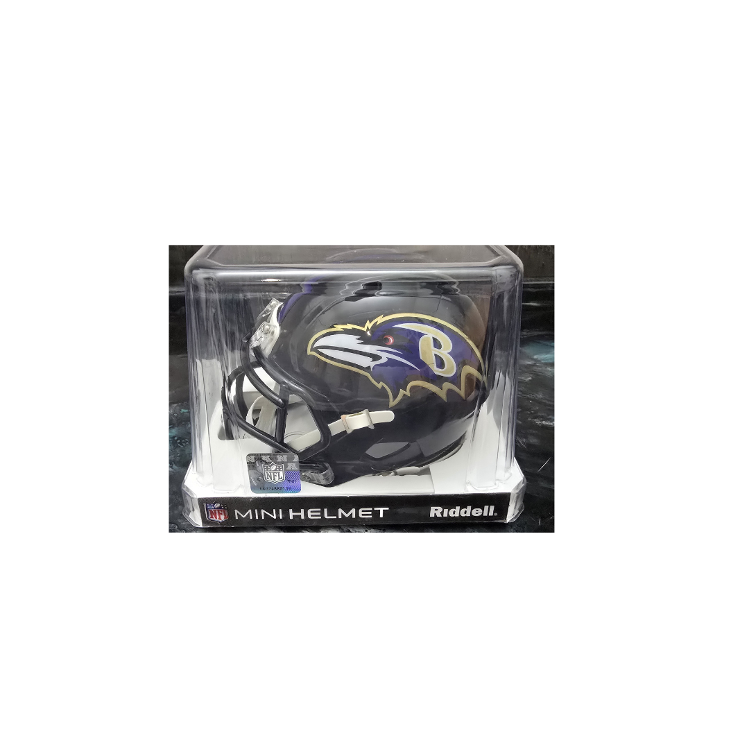 Lamar Jackson Baltimore Ravens Autographed Riddell Mini Helmet With COA - Fan Freaks