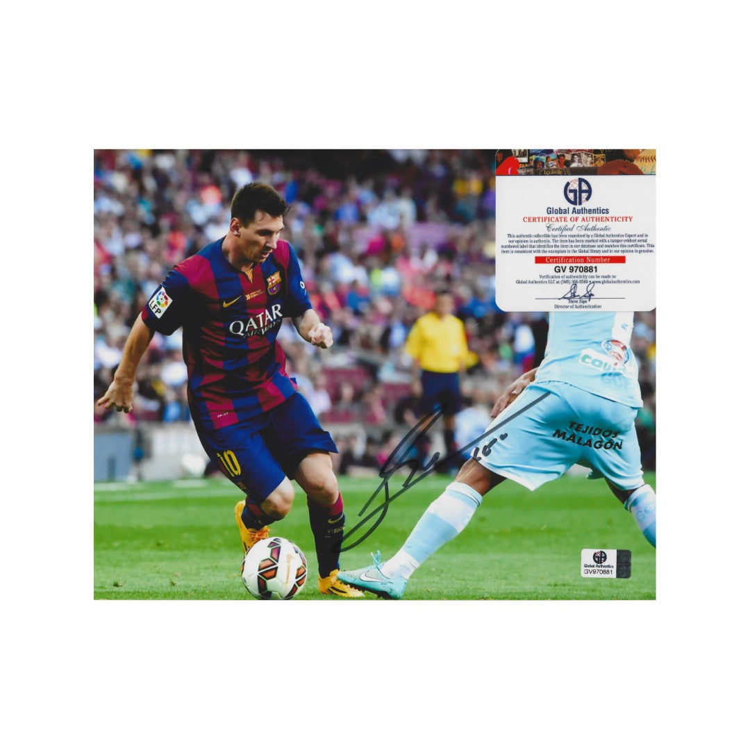 Lionel Messi FC Barcelona Autographed 8x10 Photo coa W/Frame - Fan Freaks