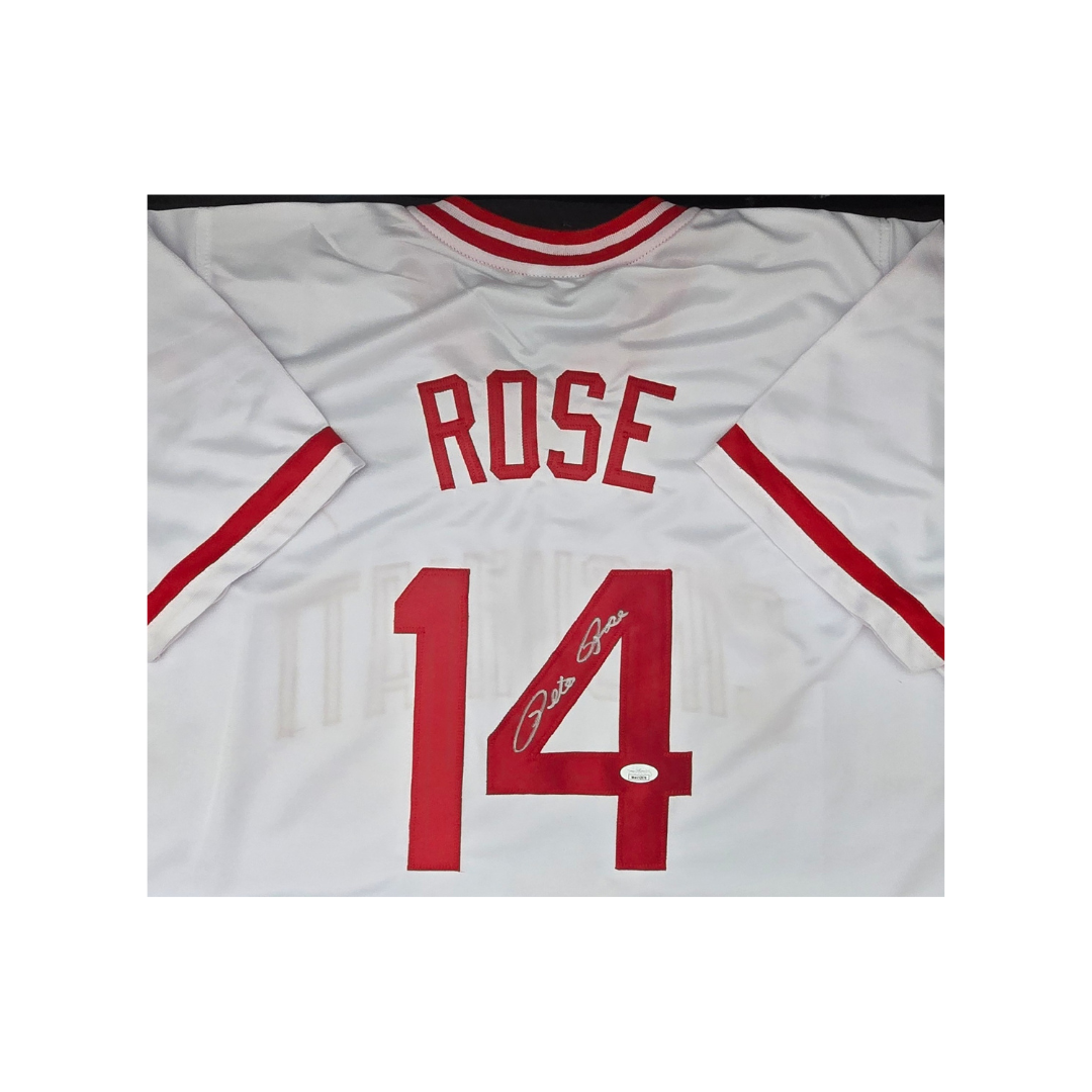 Pete Rose Autographed Cincinnati Reds Baseball Jersey JSA COA - Fan Freaks