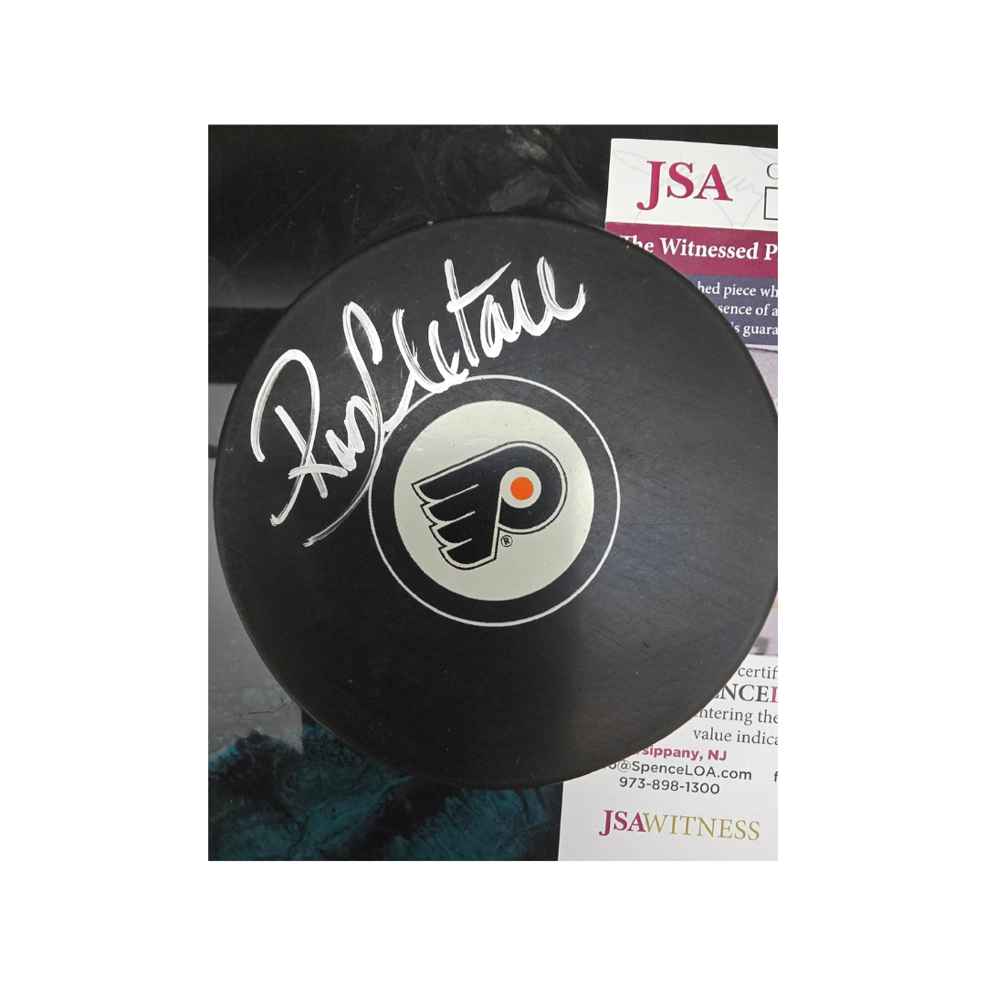 Ron Hextall Philadelphia Flyers Autographed Hockey Puck With COA - Fan Freaks
