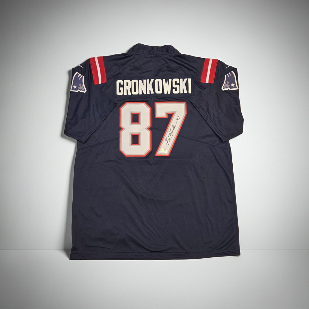 Rob Gronkowski New England Patriots autographed football jersey with COA, main product image