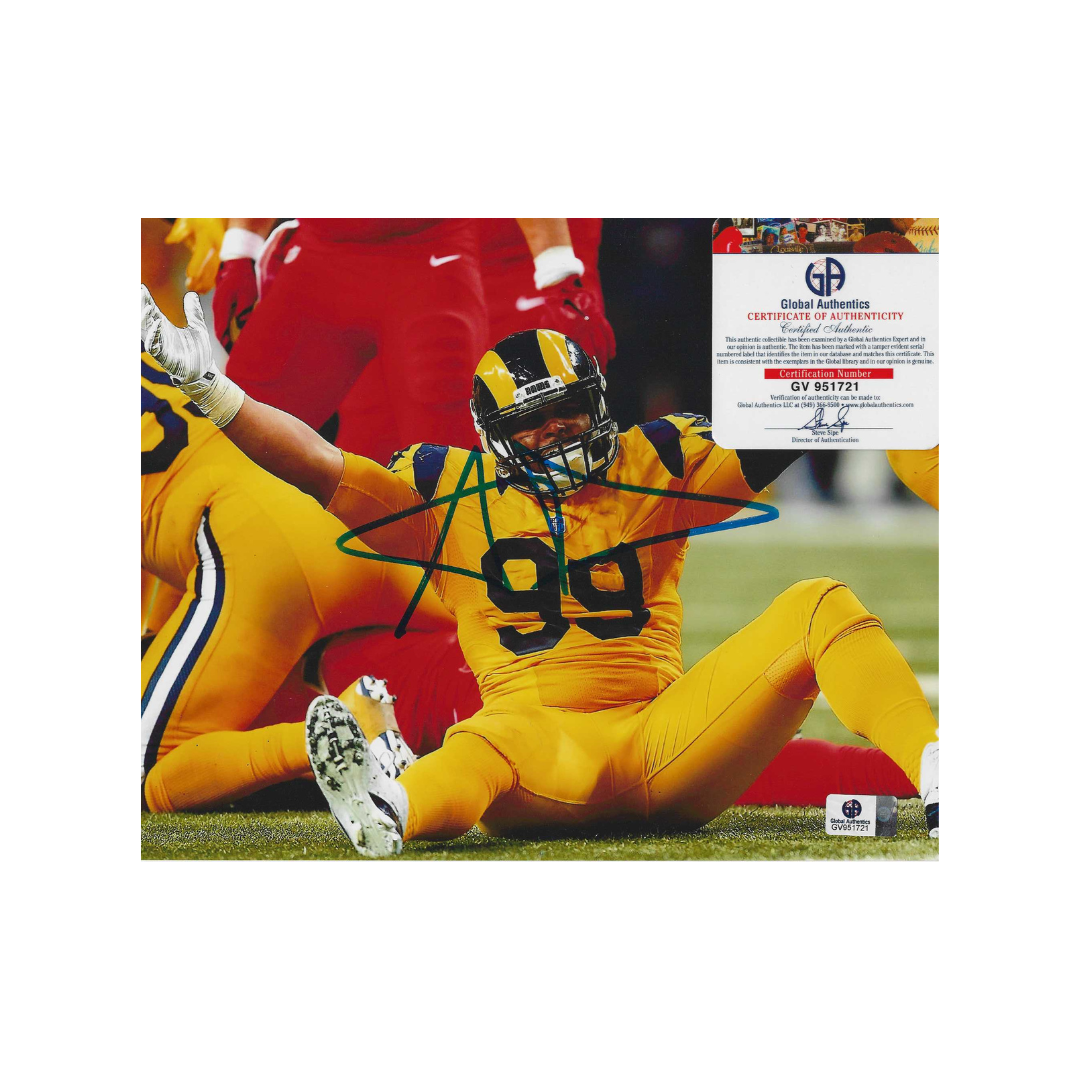 Aaron Donald Los Angeles Rams Autographed 8x10 Photo coa W/Frame