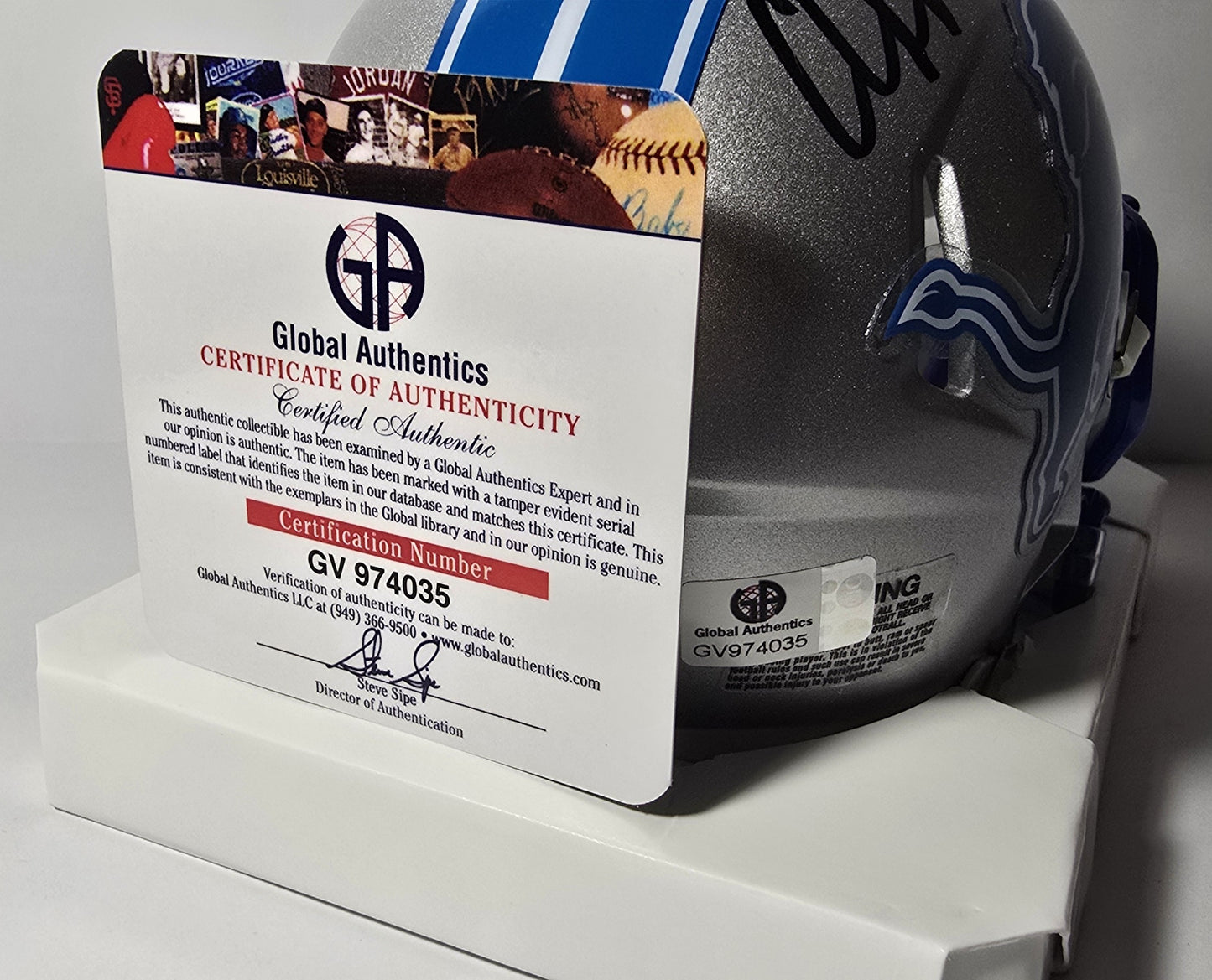Calvin Johnson Detroit Lions Autographed Riddell Mini-Helmet coa