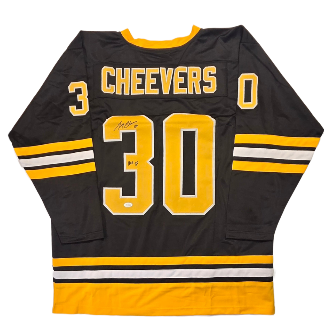 Gerry Cheevers signed Boston Bruins black hockey jersey, alternate product view