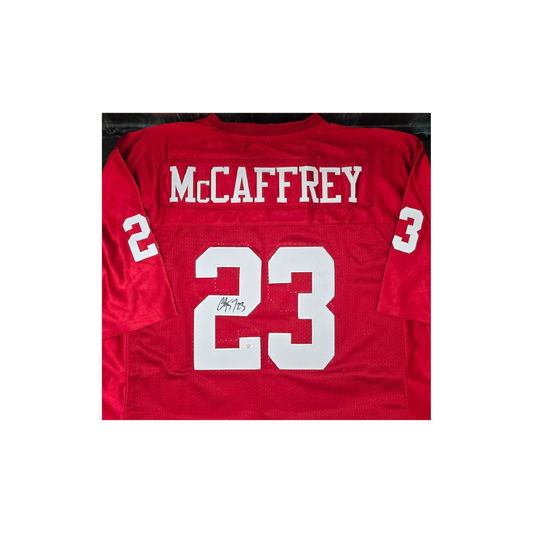 Christian McCaffrey of the San Francisco 49ers signed Football jersey COA