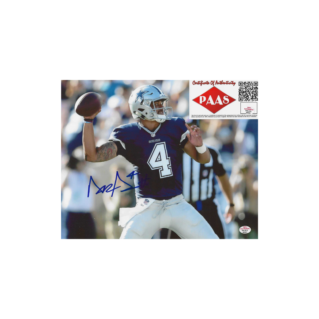 Dak Prescott of the Dallas Cowboys signed 8x10 photo PAAS COA