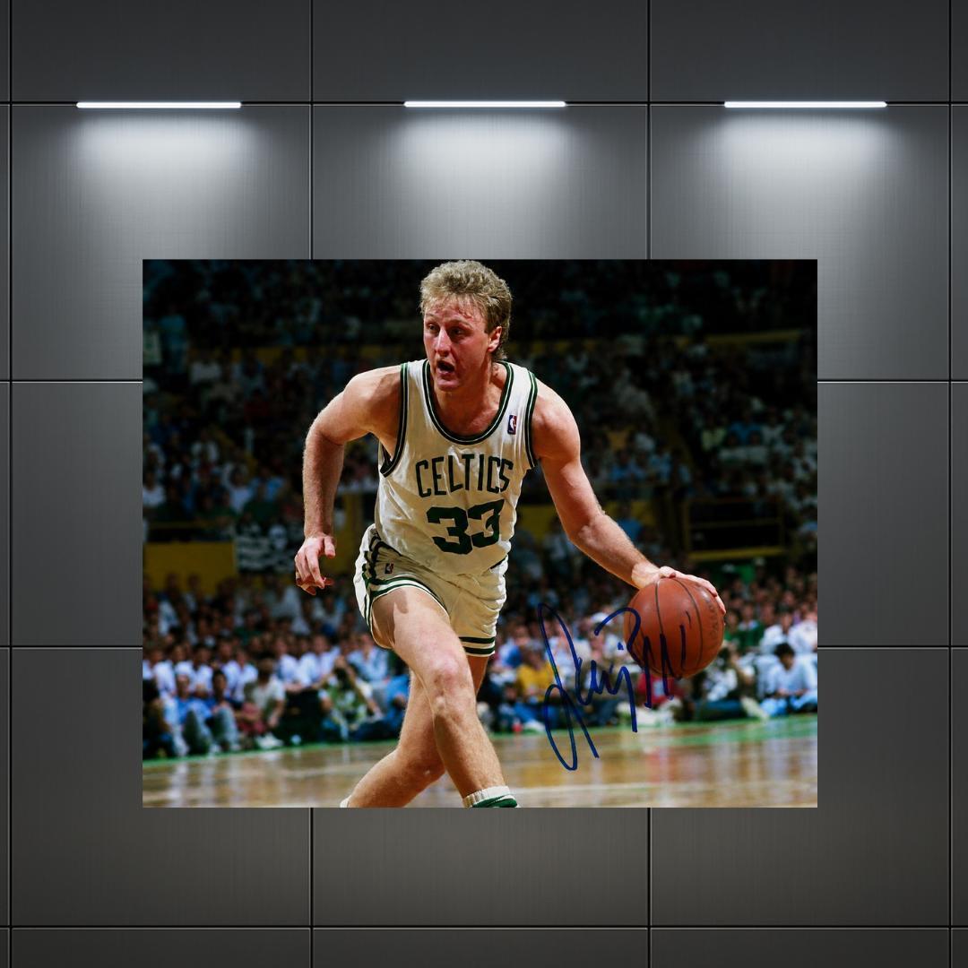 Larry Bird Boston Celtics printed signature-style 8x10 photo art reprint, product image 3 of 4; not hand-autographed