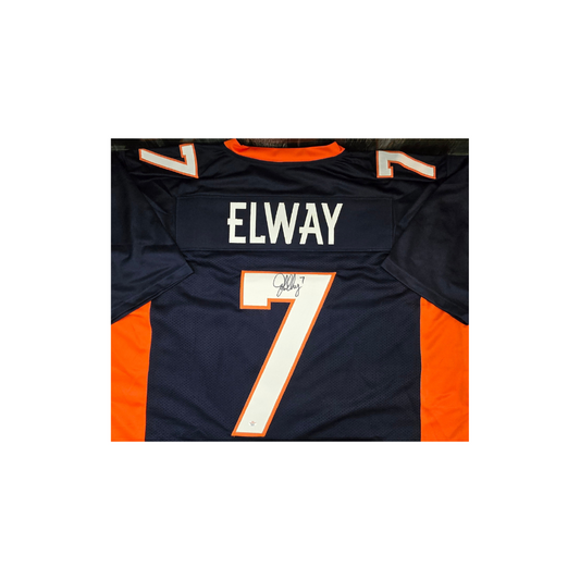 John Elway of the Denver Broncos autographed football jersey COA