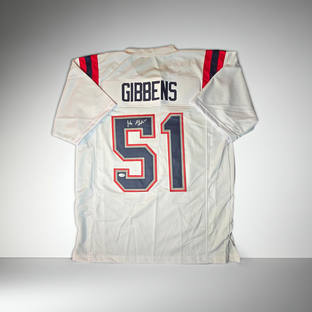 Jack Gibbens New England Patriots autographed football jersey with JSA hologram