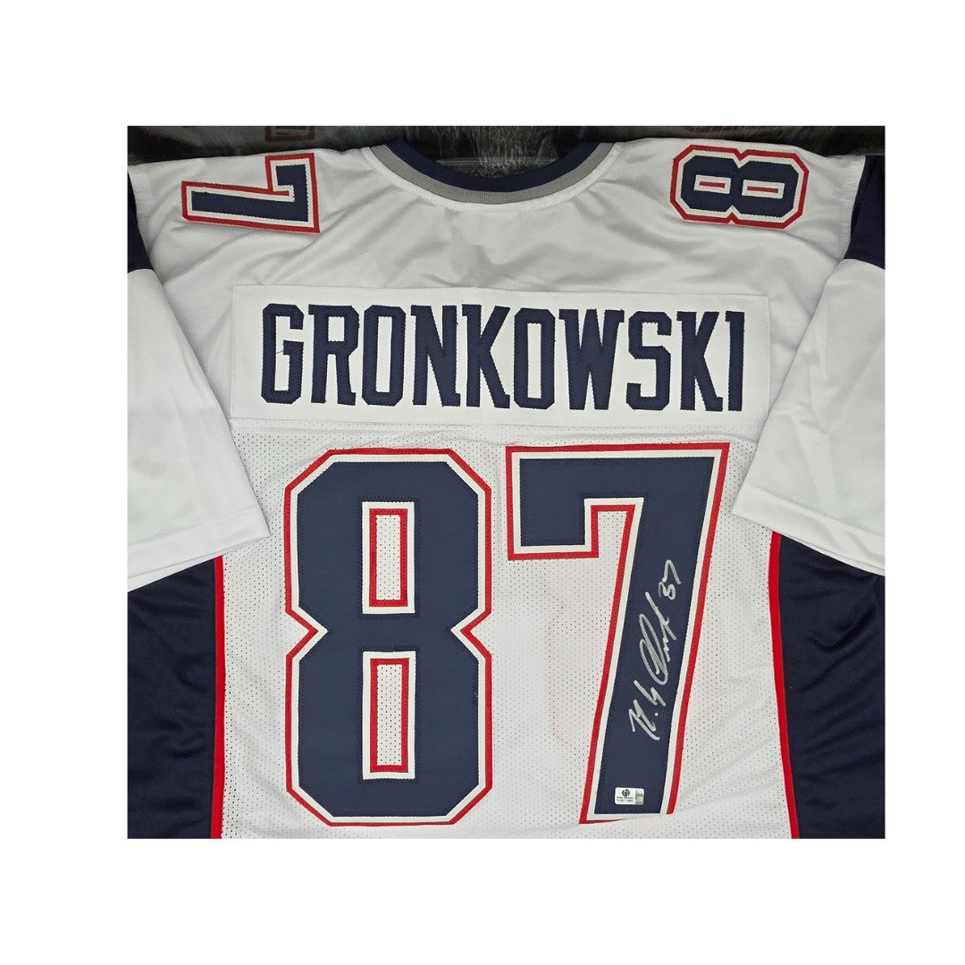 Rob Gronkowski New England Patriots Autographed Custom Football White Jersey coa