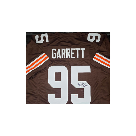 Myles Garrett of the Cleveland Browns autographed football jersey COA