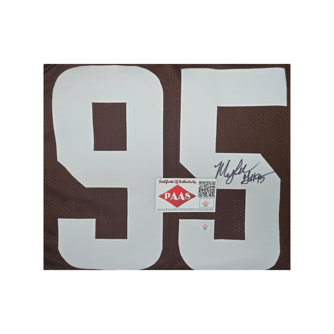 Myles Garrett of the Cleveland Browns autographed football jersey COA