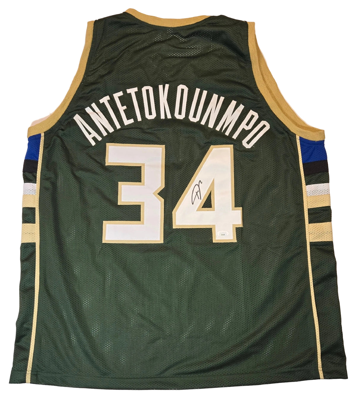 Giannis Antetokounmpo Milwaukee Bucks signed basketball jersey, back view