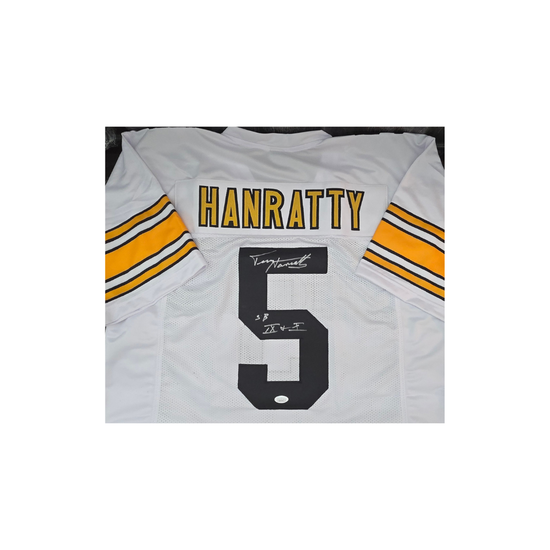 Terry Hanratty Pittsburgh Steelers Autographed Home Football Jersey coa