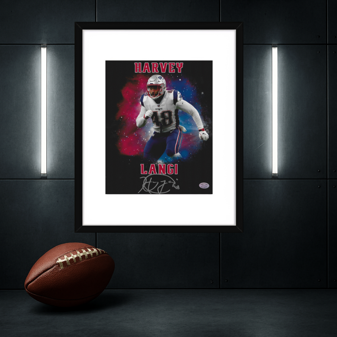 Harvey Langi New England Patriots autographed framed 8x10 football photo with Full Time COA