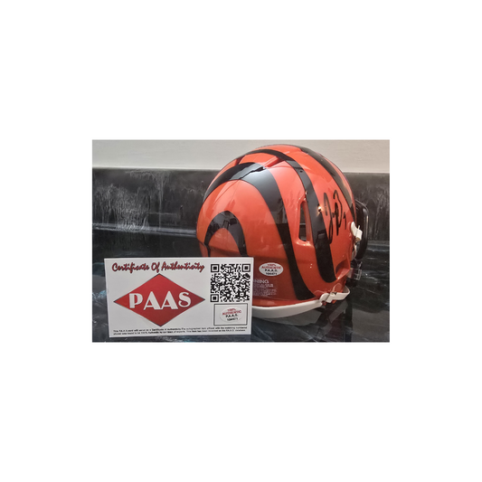 Joe Burrow of the Cincinnati Bengals signed mini football helmet PAAS COA