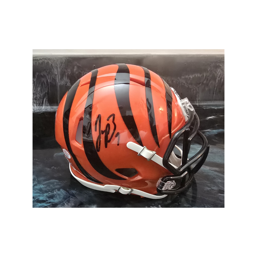 Joe Burrow of the Cincinnati Bengals signed mini football helmet PAAS COA