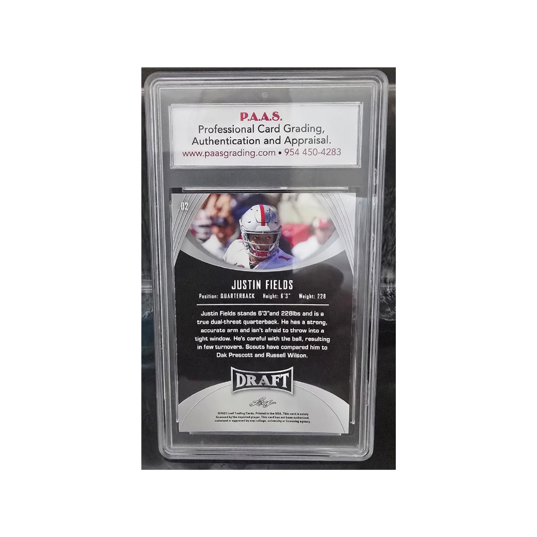 Justin Fields Buckeyes 2021 Leaf Draft ROOKIE graded PAAS Gem Mint 9.5