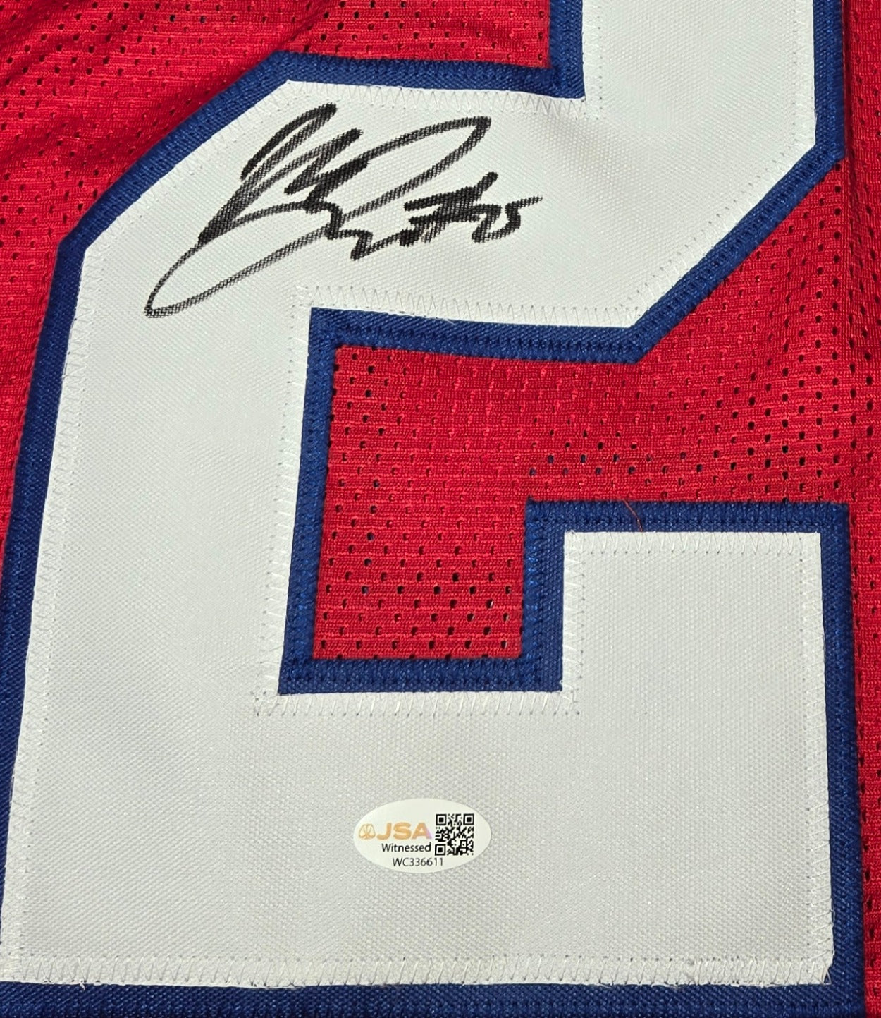 Marcus Jones New England Patriots Autographed Football Jersey JSA Hologram