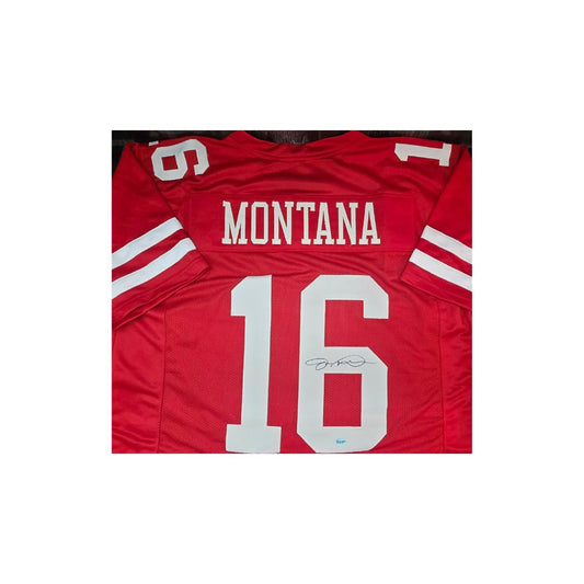 Joe Montana of the San Francisco 49ers signed football jersey COA