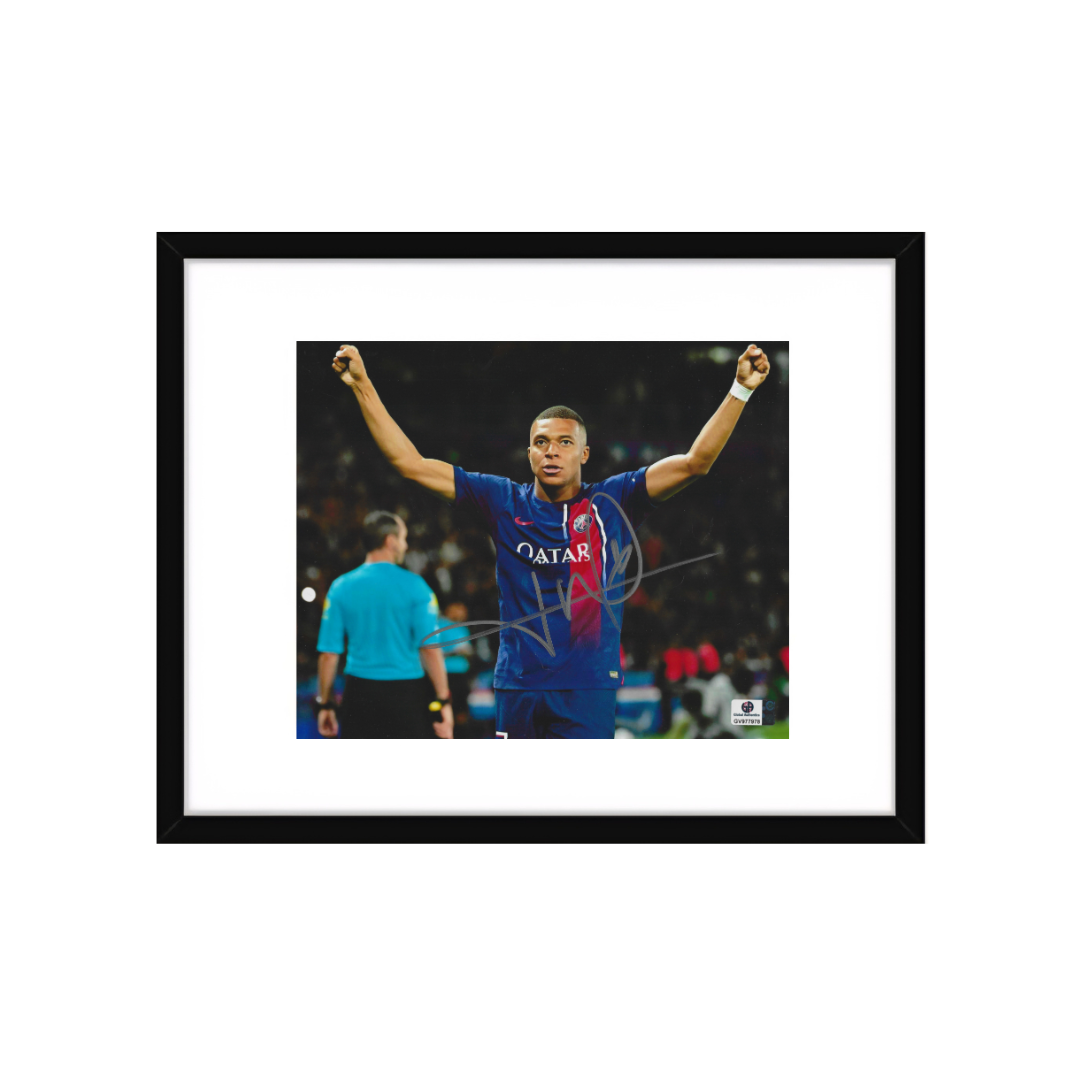 Kylian Mbappé autographed 8x10 framed soccer photo with COA