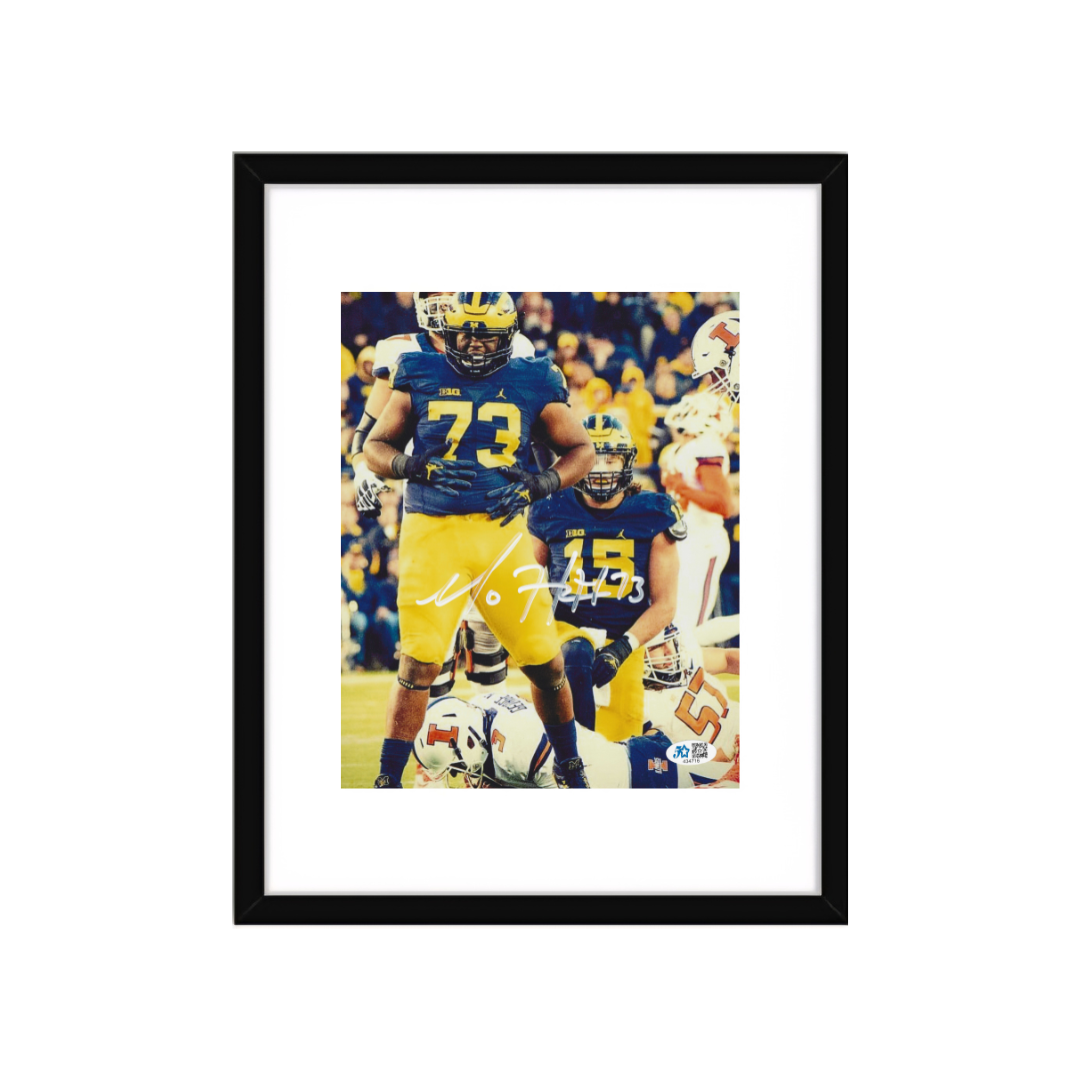 Maurice Hurst signed Michigan Wolverines 8x10 football photo, alternate framed view