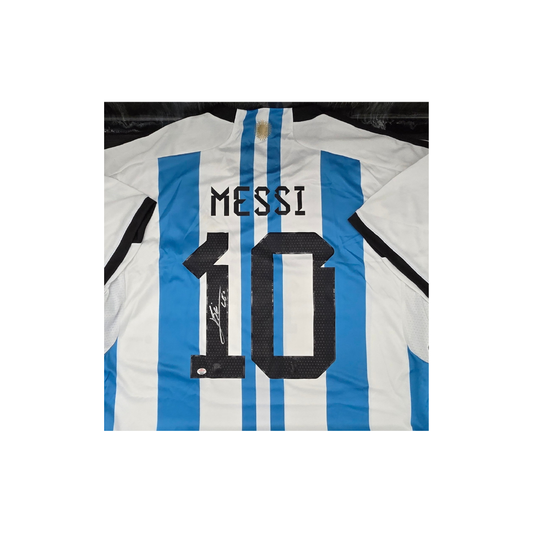 Leo Messi of Argentina autographed soccer jersey With COA