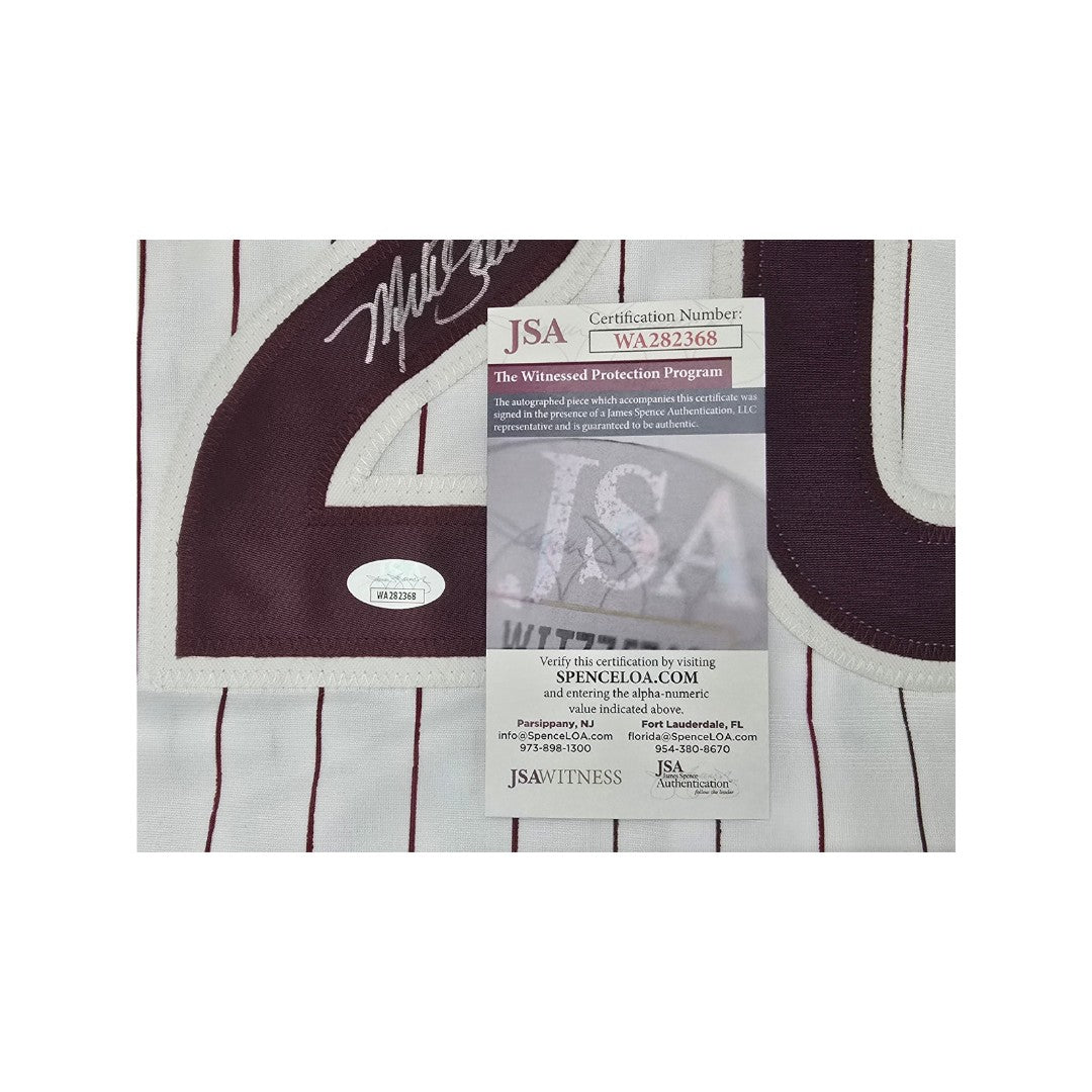 Autographed Mike Schmidt Philadelphia Pinstriped Baseball Jersey With COA