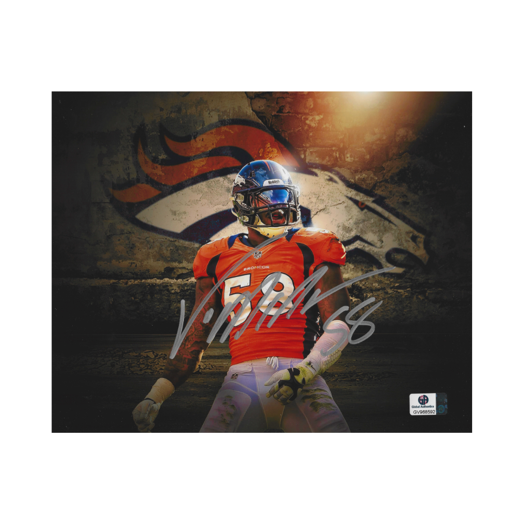 Von Miller signed Denver Broncos 8x10 football photo, unframed view