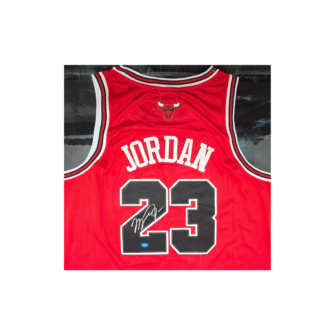 Michael Jordan of the Chicago Bulls signed basketball jersey COA