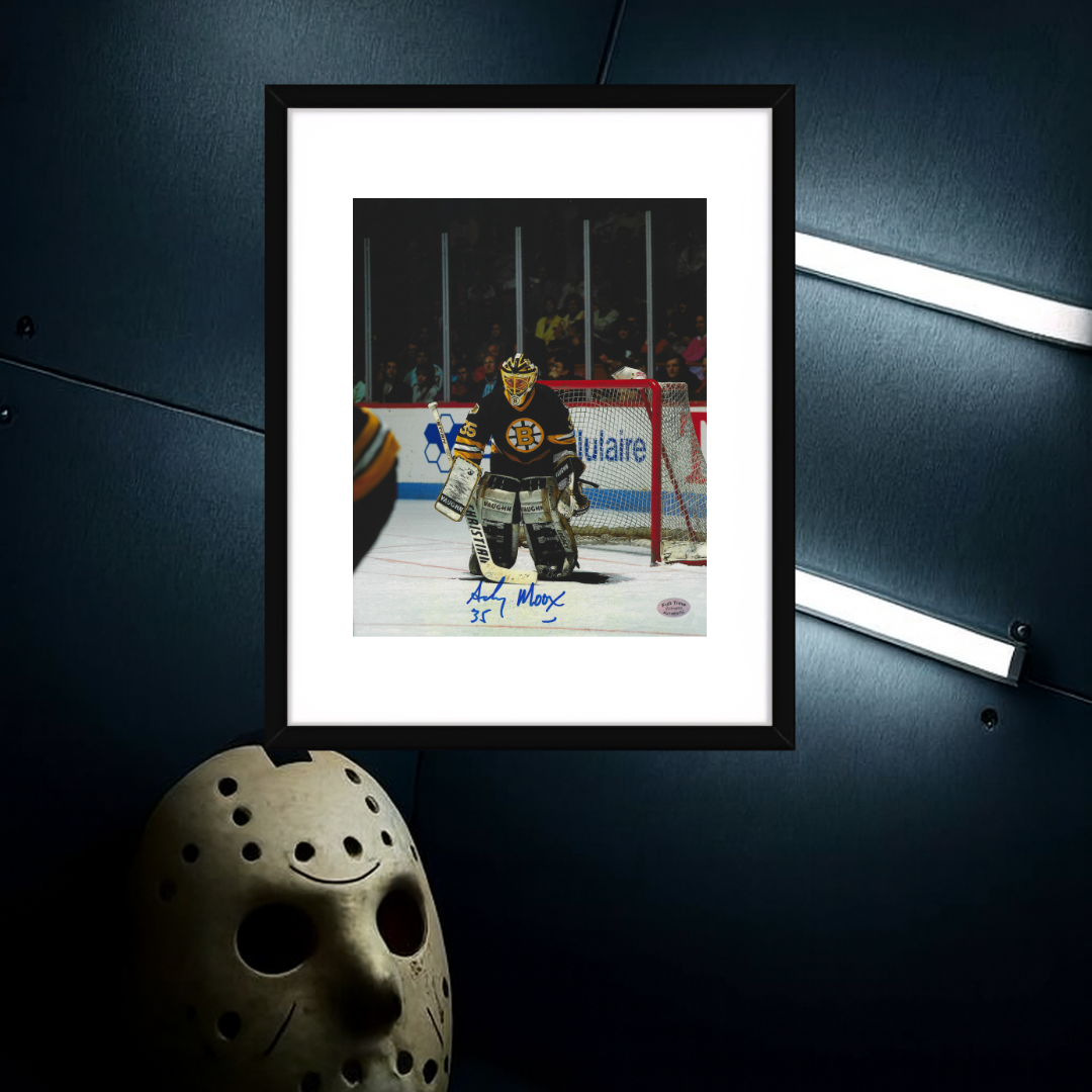 Andy Moog Bruins Autographed 8x10 Framed Photo FTA Hologram
