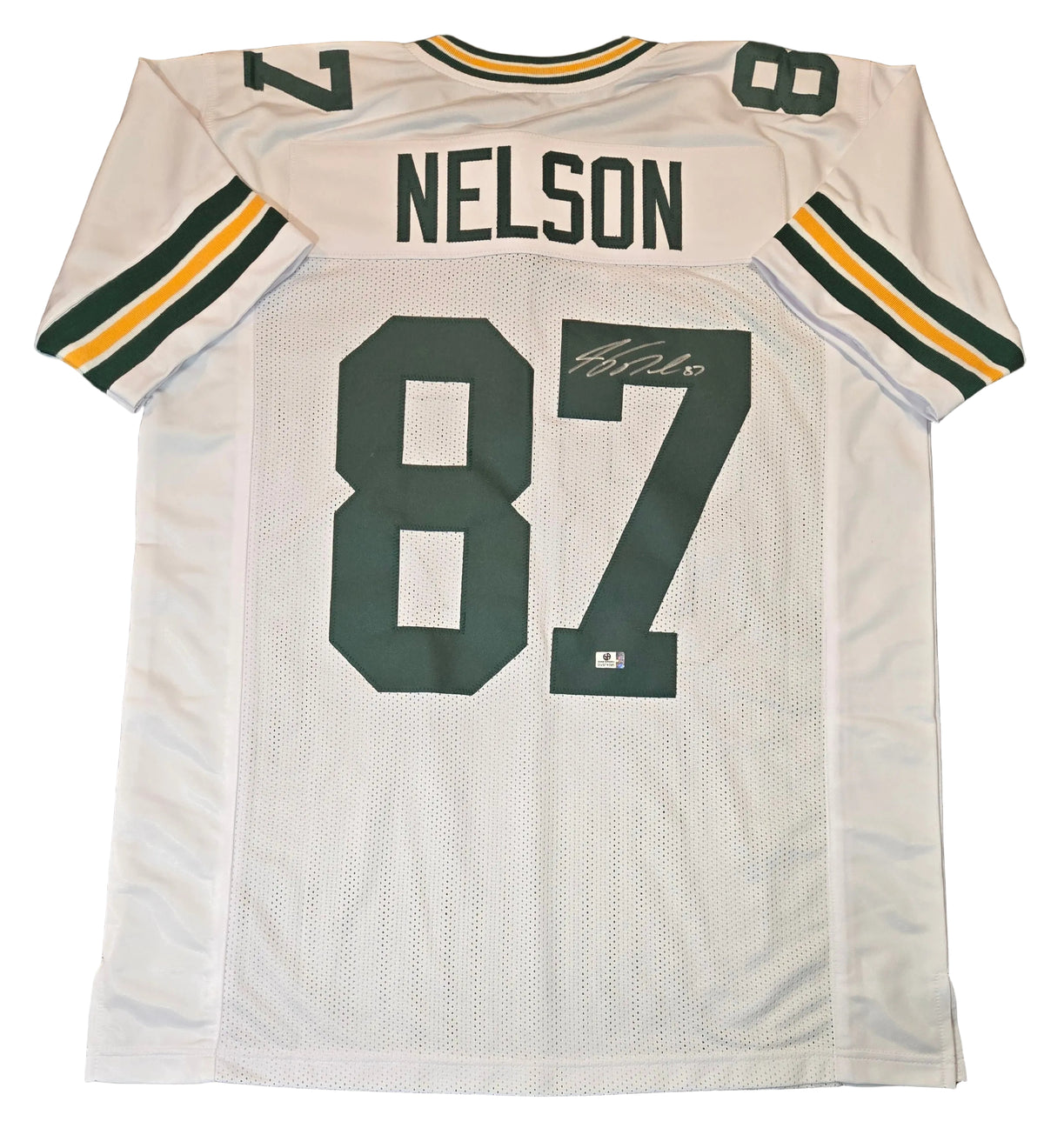 Jordy Nelson Green Bay Packers signed football jersey, back view