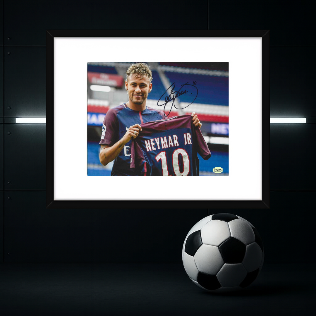 Neymar Jr. Paris Saint-Germain autographed framed 8x10 soccer photo with COA