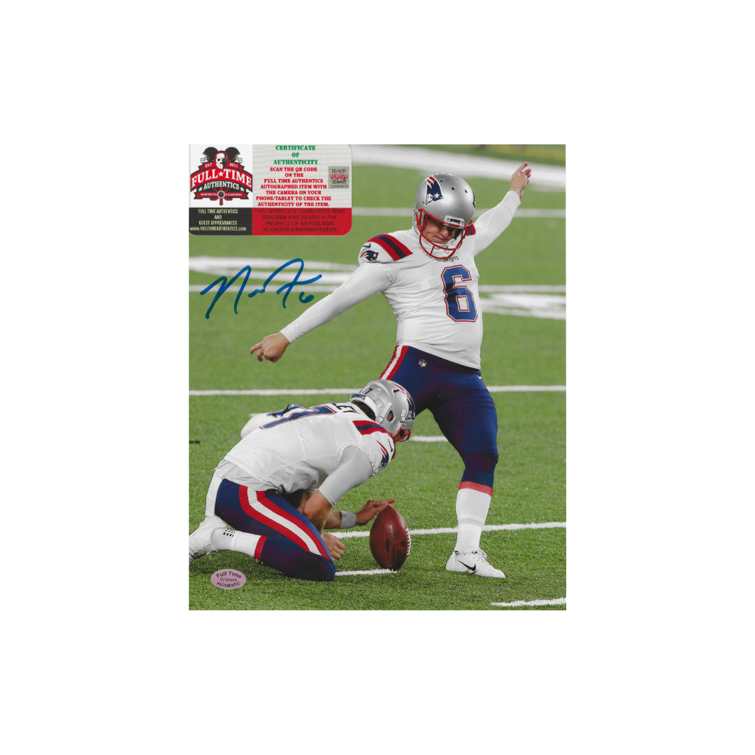 Nick Folk New England Patriots Autographed 8x10 Photo coa W/Frame - Fan Freaks