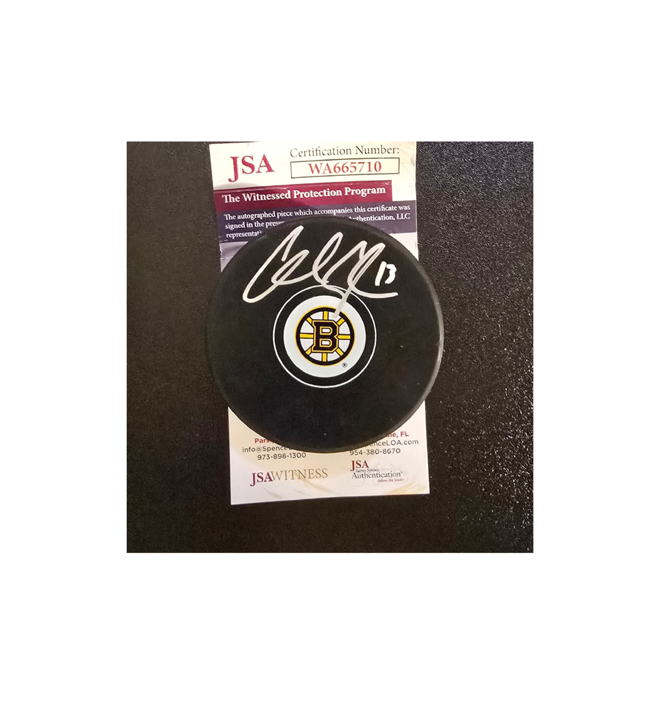 Charlie Coyle Boston Bruins Autographed Hockey Puck With COA - Fan Freaks