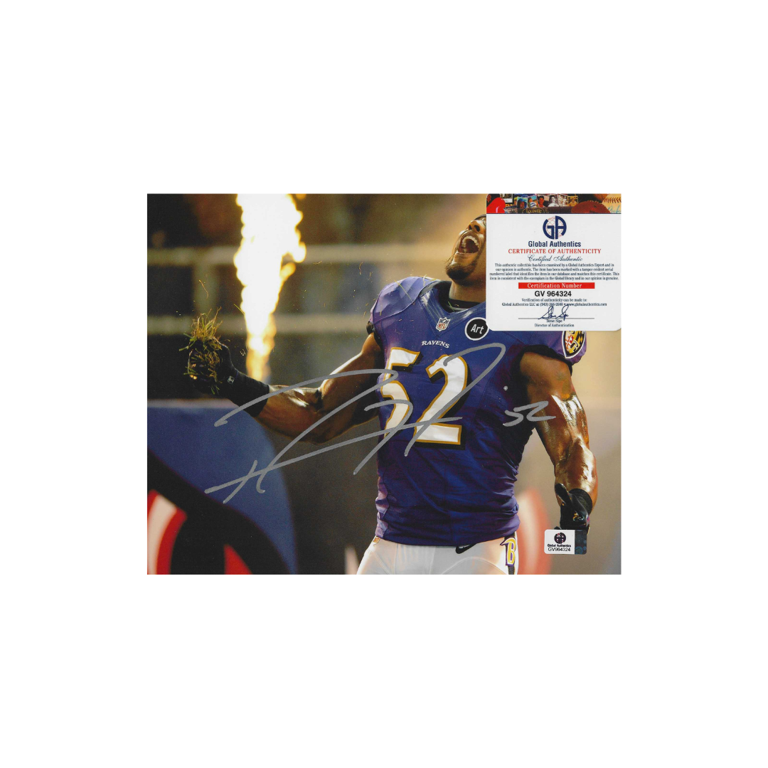 Ray Lewis Baltimore Ravens Autographed 8x10 Photo coa W/Frame