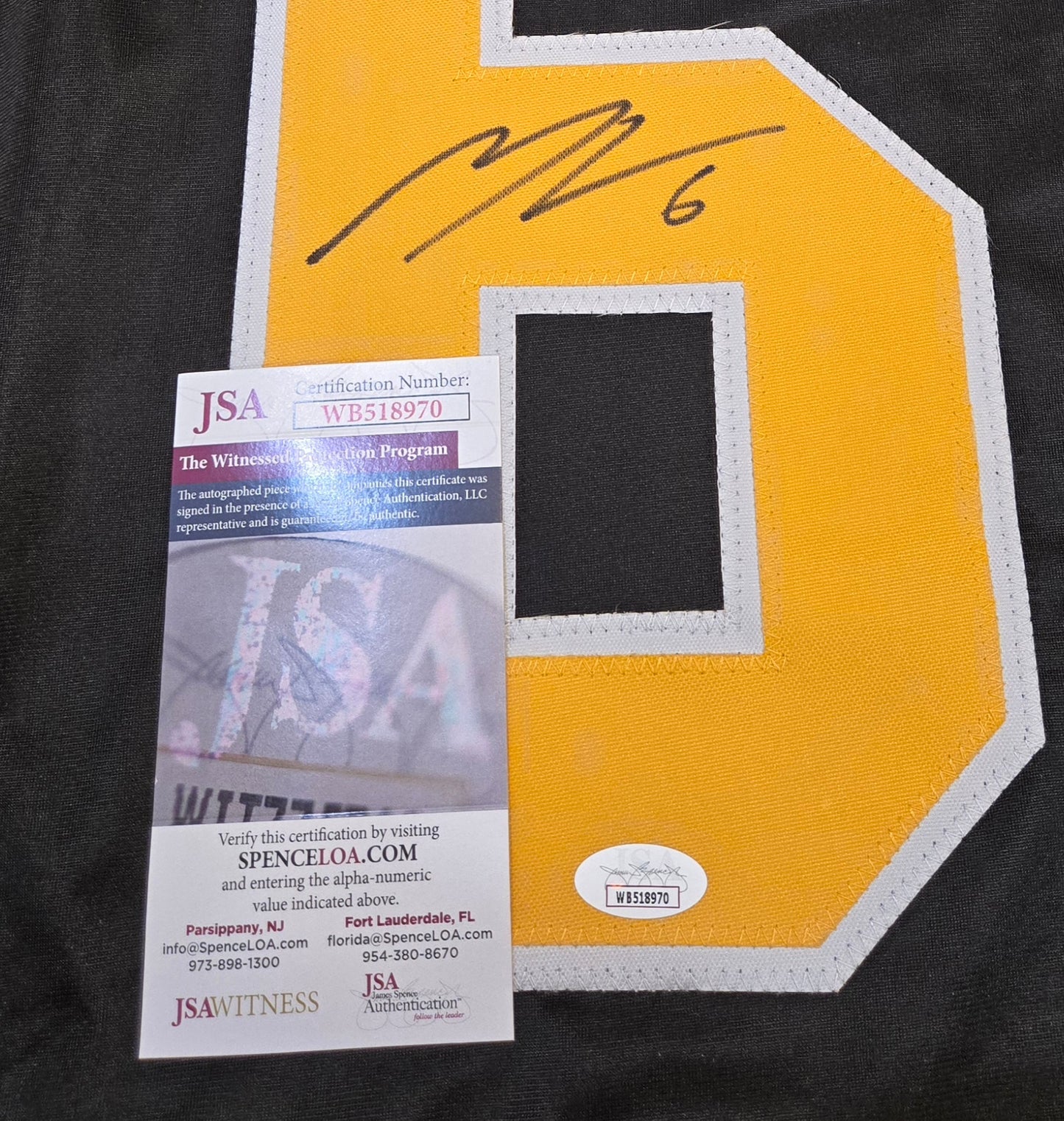 Mason Lohrei Boston Bruins Autographed Hockey Jersey JSA coa