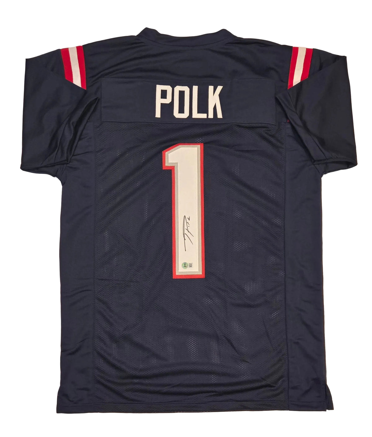 Ja'Lynn Polk signed New England Patriots football jersey, alternate product photo
