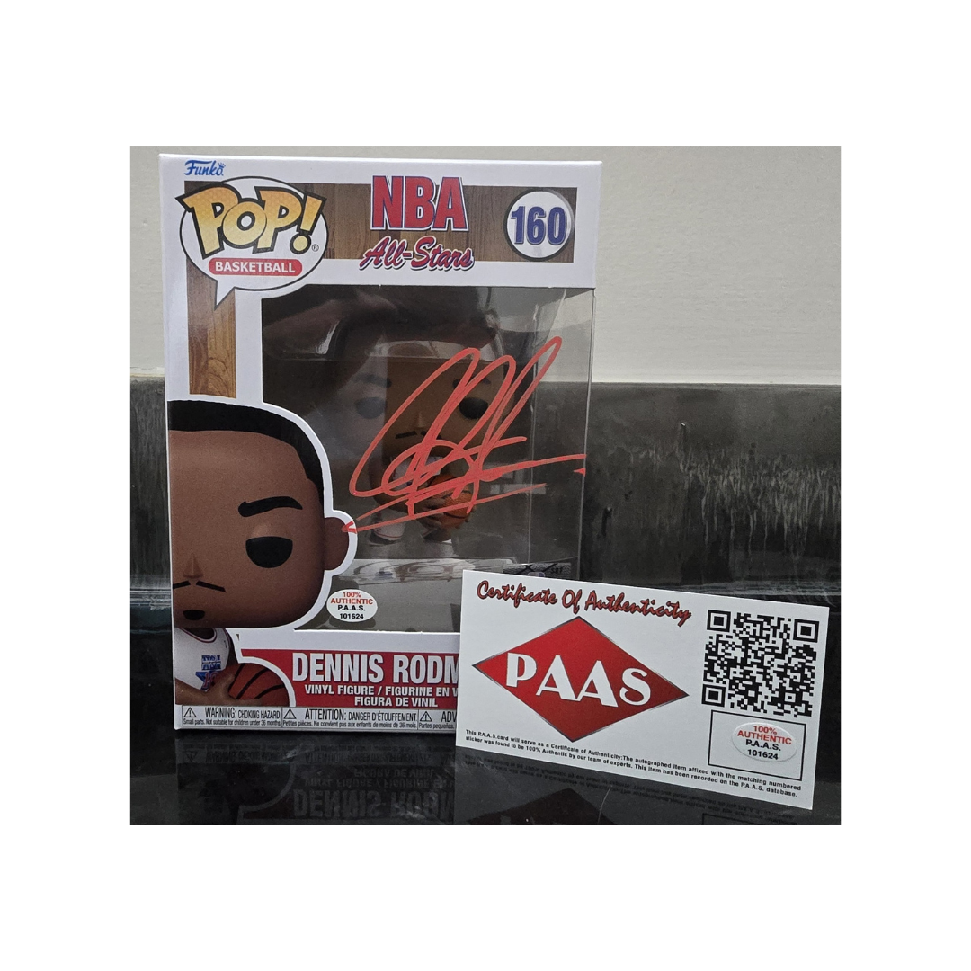 Dennis Rodman of the Chicago Bulls signed NBA All Star Funko Pop COA