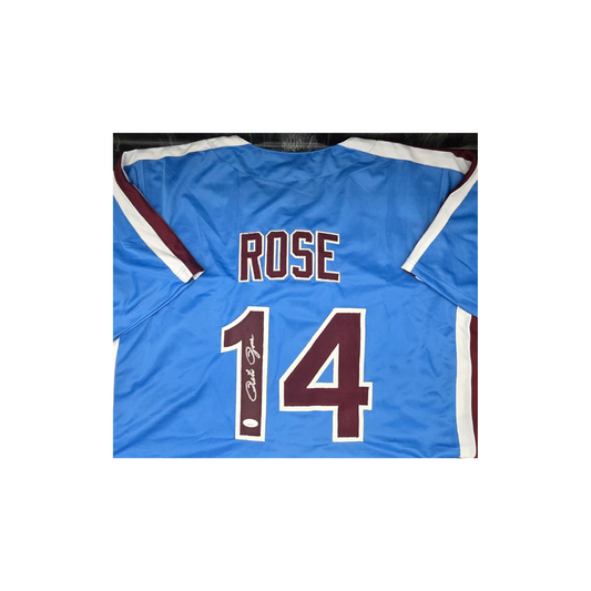 Pete Rose of the Philadelphia Phillies signed baseball jersey JSA COA