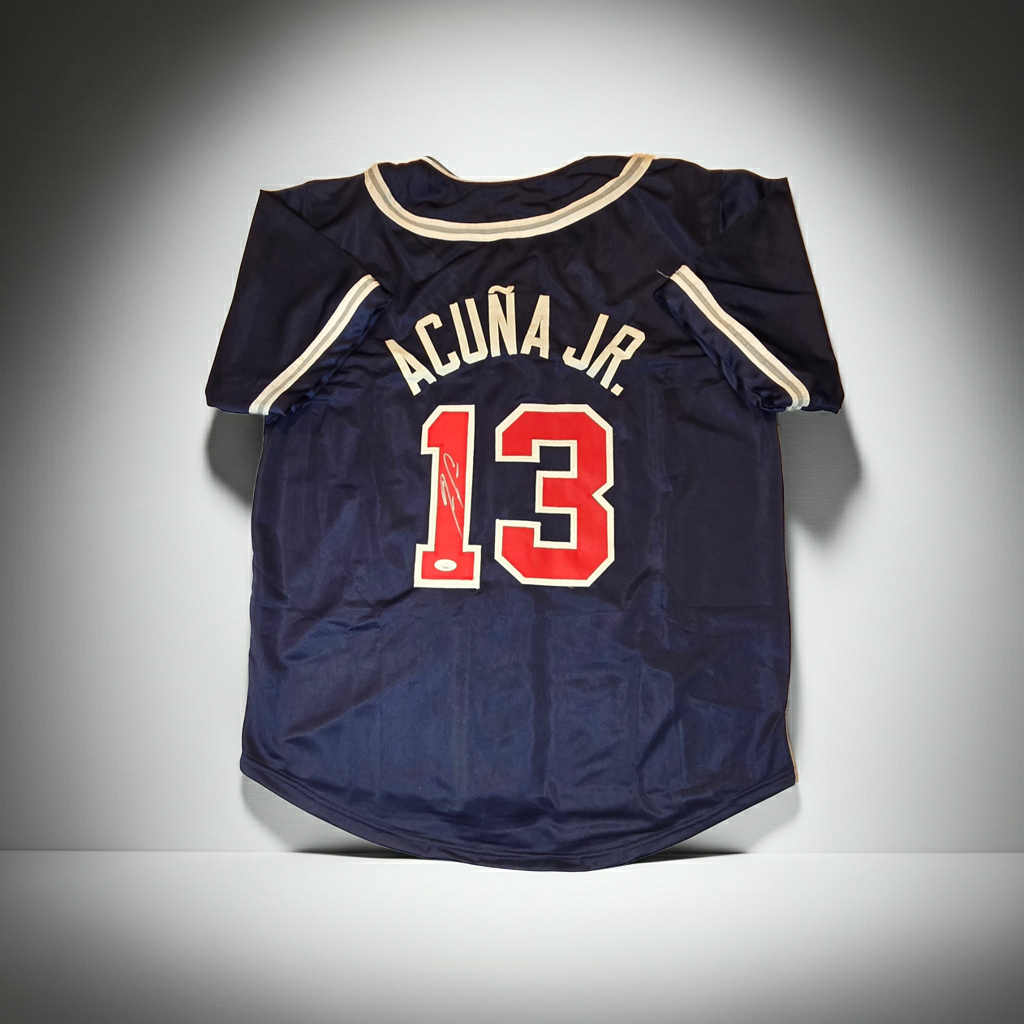 Ronald Acuña Jr. Atlanta Braves autographed baseball jersey with JSA COA
